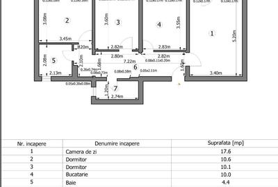 Apartament cu 3 camere decomandat în Dristor