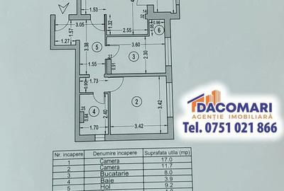 Apartament cu 2 camere decomandat în Micro 20