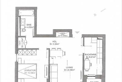 Apartament cu 2 camere semidecomandat în Noua
