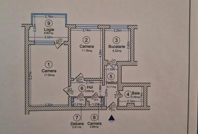 Apartament cu 2 camere decomandat în Muncii