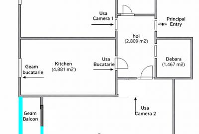 Apartament 2 camere – zonă centrală potențial rezidențial și comercial - 3