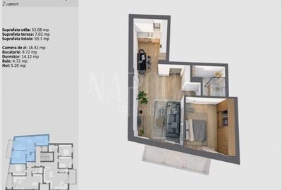 Apartament cu 2 camere semidecomandat în Central - 3