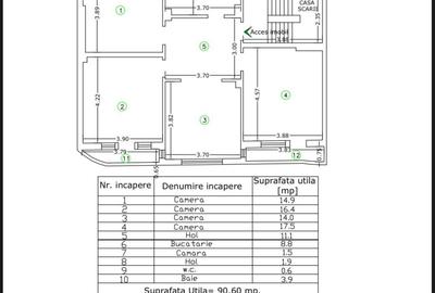 Centru apartament cu 4 camere - 1