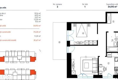 Apartament cu 2 camere în Industriilor - 1