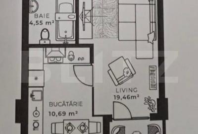 Apartament 1 camera, etaj intermediar, CF, Ansamblul Soporului - 3