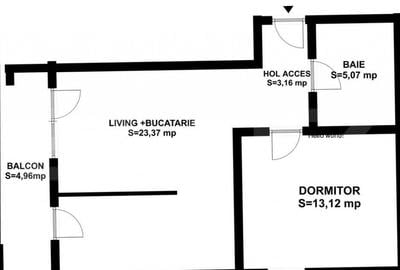 Apartament de 2 camere, 44 mp, Giroc