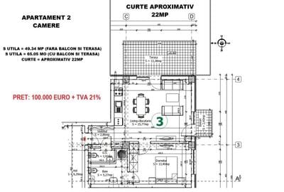 Westside Otopeni, apartament 2 camere 65mp,  curte 22mp - 2