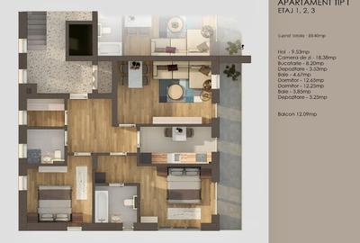Apartament cu 3 camere decomandat în Tractorul - 1