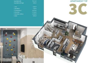 Apartament cu 3 camere decomandat în Central