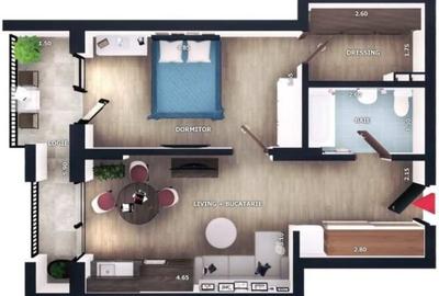 Apartament 2 camere, 42mp, logie 7mp, zona Vivo, Floresti - 8