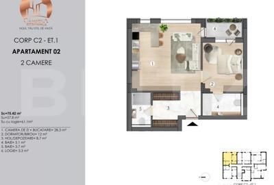 Apartament cu 2 camere decomandat, mobilat în Central - 9