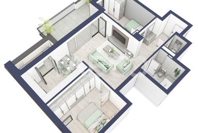 Apartament cu 3 camere semidecomandat în Turnișor