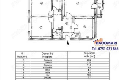 Apartament cu 3 camere decomandat în Micro 20