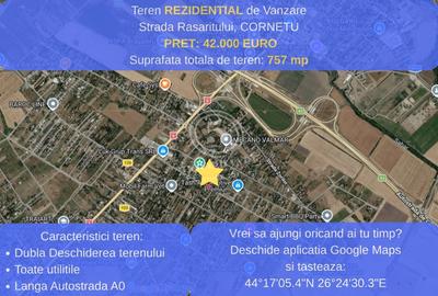 Teren Construcții intravilan de 757 mp, în Cornetu