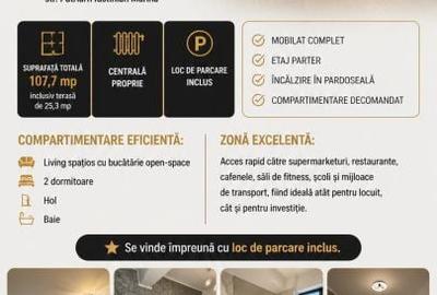 Apartament cu 3 camere decomandat, mobilat în Central