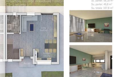 Duplex cu 4 camere cu Teren 200 Mp în Florești - 4