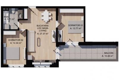 Apartamente semifinisate de 2 si 3 camere, in zona Eroilor / Floresti - 1