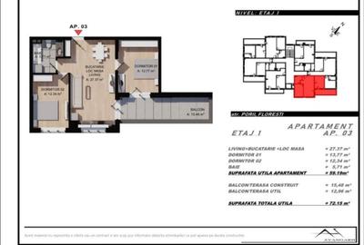 Apartament cu 3 camere, 60 mp,balcon ,zona Eroilor - 1