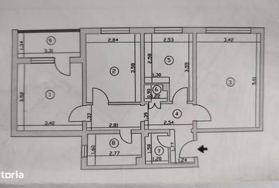 Apartament cu 3 camere decomandat în Sud
