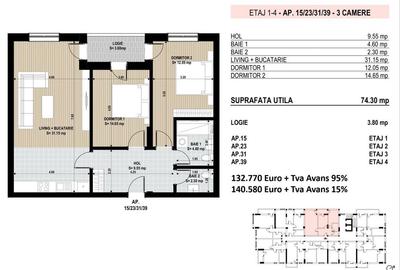 Apartament 3 Camere Sector 4 Grand Arena 78.1Mp