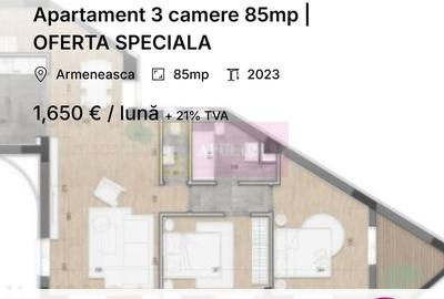 Apartament cu 3 camere decomandat, mobilat în Armeneasca - 1