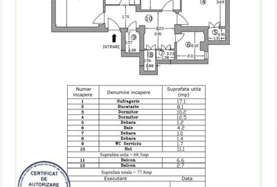 Apartament cu 3 camere în Central