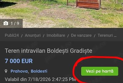 Teren de 477 mp, în Boldești