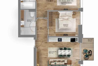 Apartament cu 3 camere decomandat, mobilat în Tunari - 15
