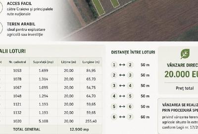 Teren agricol extravilan de 12900 mp, în Coțofenii din Față