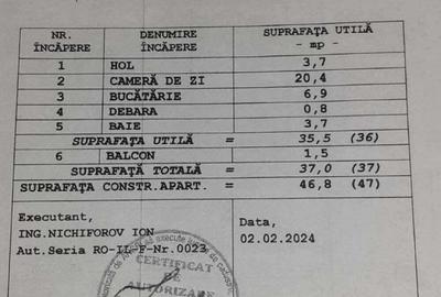 Vand garsoniera decomandata, 37 mp utili - 3