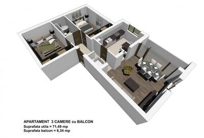 Apartament cu 3 camere în Girocului