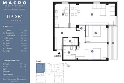 Apartament cu 3 camere decomandat în Străulești - 2