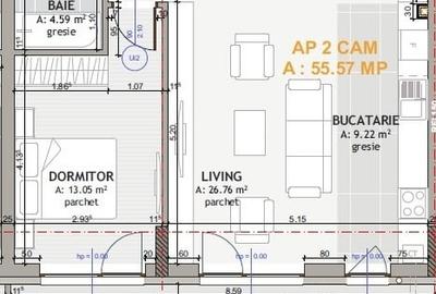 Apartament cu 2 camere semidecomandat în Florești