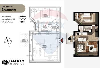 COMISION 0%| DE VANZARE| 2 CAMERE| TRACTORU| BLOC NOU|GALAXY RESIDENCE - 2