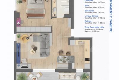 Apartament cu 2 camere semidecomandat, mobilat în Aradului - 2