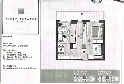 Apartament cu 2 camere în Central
