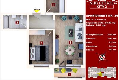 Apartament cu 2 camere în Sânpetru - 3