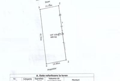 Teren intavilan situat in Vanatori strada principala 600 mp deschidere 14 metri