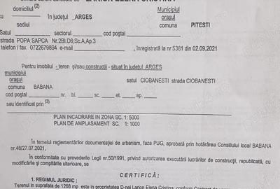 Vand teren intravilan, Babana, sat Ciobanesti, Ag, cu proiect de casa - 3