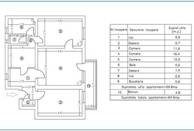 TRAIAN, APARTAMENT 3 CAMERE, BLOC REABILITAT - 3