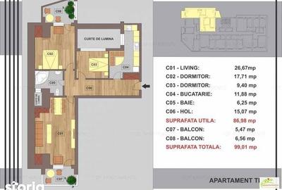 Apartament cu 3 camere decomandat, mobilat în Pajura - 2