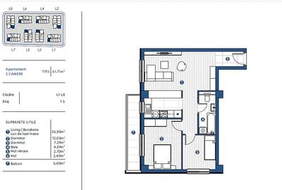 APARTAMENT 2 CAMERE ,56 mp , Platou galata APARTAMENT 2 CAMERE ,56 mp , Platou galata - 7