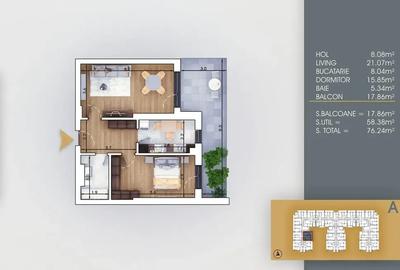 2 Camere Terasa | Decomandat |Metrou | Comision 0 - 3