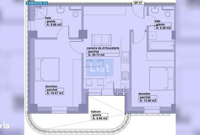 Apartament cu 3 camere în Central