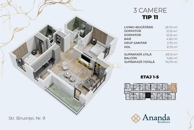 Apartament cu 3 camere decomandat în Central - 2