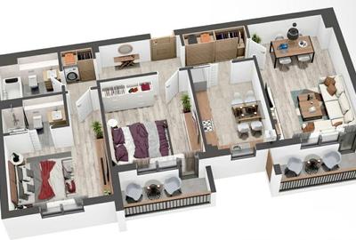 Apartament cu 3 camere decomandat în Tractorul - 8