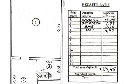 Garsonieră decomandată, mobilată în Țiglina 1 - 2