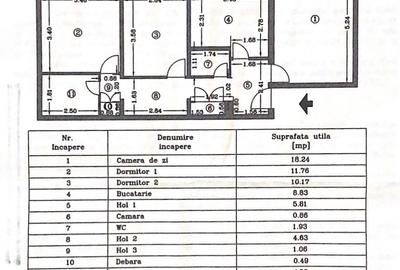 Apartament cu 3 camere decomandat în Central