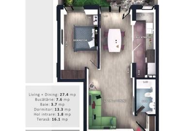 Apartament cu 2 camere în Florești - 1