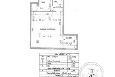 Studio 34 mp utili + balcon 4 mp, etaj 3/3, zona Salaj - 1